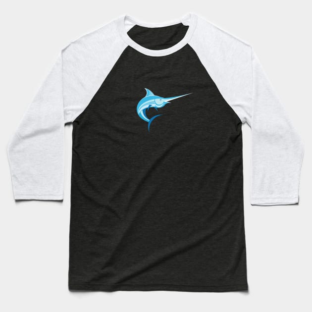 Blue Marlin Swordfish Logo Baseball T-Shirt by PauHanaDesign